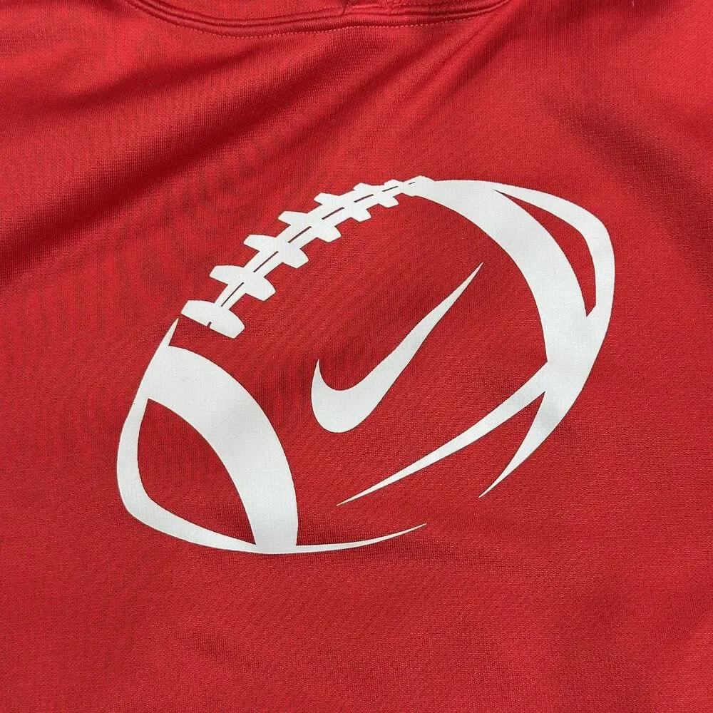 Nike Therma-FIT Football Hoodie Mens‎ XL Red Gray Pullover Sweatshirt Athletic